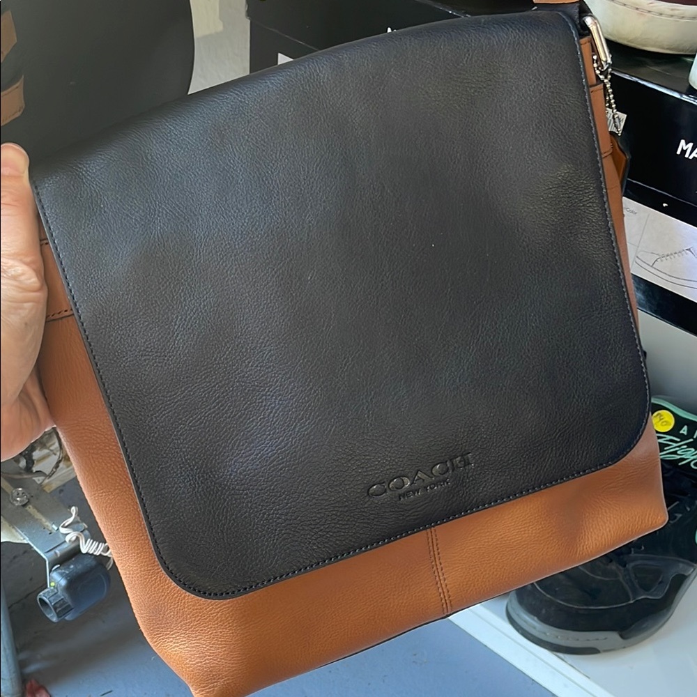 Coach Black and Tan Leather Shoulder Bag